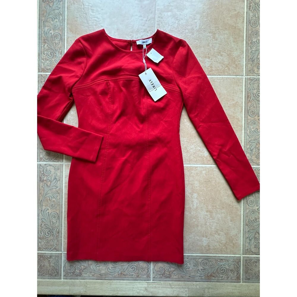 LIKELY ‎ Keller Long Sleeve Red Dress Size  4 - Picture 2 of 7